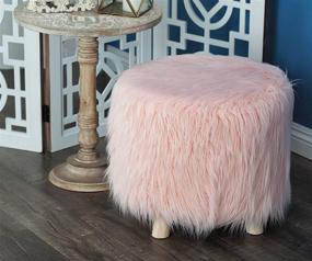 img 4 attached to 🪑 Deco 79 Wood and Faux Fur Foot Stool 19"W, 16"H, Brown/Pink: Stylish and Comfy Accent for Your Living Space