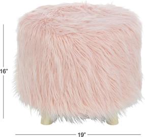 img 2 attached to 🪑 Deco 79 Wood and Faux Fur Foot Stool 19"W, 16"H, Brown/Pink: Stylish and Comfy Accent for Your Living Space