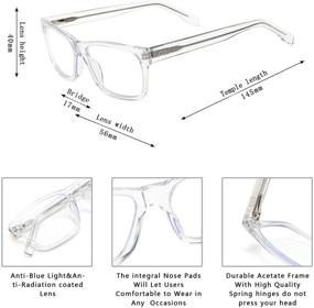 img 3 attached to 👓 Zéro D Chic Square Blue Light Blocking Glasses for Computer Eyestrain with Anti-Eyestrain Frame | Unisex Eyeglasses, Men & Women | Style 4888