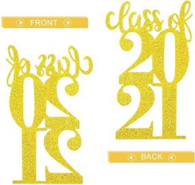 img 2 attached to 🎓 Glittering Graduation Cutouts Set with Burlap Rope: 10 Class of 2021 Centerpiece & Favor Tags, Gold Decor for High School Grad Party
