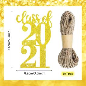 img 3 attached to 🎓 Glittering Graduation Cutouts Set with Burlap Rope: 10 Class of 2021 Centerpiece & Favor Tags, Gold Decor for High School Grad Party
