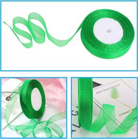 img 1 attached to 🎁 DECYOOL Christmas Ribbons Organza Holiday Festival Ribbons - 2 Rolls, 100 Yards, 4/5" Wide - Red & Green - Gift Wrapping Decoration