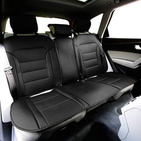 img 4 attached to FH Group Black-Rear PU208BLACK013 Futuristic Leatherette Seat Cushions: Universal Fit for Cars, Trucks, SUVs, and Vans