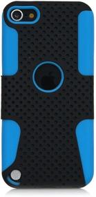 img 2 attached to Ultra Slim Matte Perforated Rugged Protective Cover Case - Black on Blue, Compatible with Apple iPod Touch 6th Gen 5th Gen