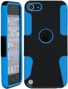 img 4 attached to Ultra Slim Matte Perforated Rugged Protective Cover Case - Black on Blue, Compatible with Apple iPod Touch 6th Gen 5th Gen