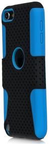 img 1 attached to Ultra Slim Matte Perforated Rugged Protective Cover Case - Black on Blue, Compatible with Apple iPod Touch 6th Gen 5th Gen