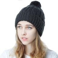 🧣 warm up in style with the hat depot daily winter oversized chunky thick stretchy knitted pom pom beanie fleece lined beanie hat логотип