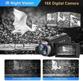 img 1 attached to 📹 High-Performance 4K Ultra HD Video Camera Camcorder with Night Vision, WiFi, 16X Zoom, and Professional Accessories