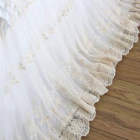 img 1 attached to 🛏️ Brandream Luxury Ivory White Lace Bed Skirt Queen Size: Romantic Vintage Girls Bed Cover with Split Corners and 18 Inch Drop