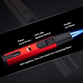 img 3 attached to 🔥 2-Pack Butane Torch Lighter Set - Refillable & Adjustable Pen Lighters with Visible Fuel Window, Double Flame Long Lighter for BBQ Grill, Camping & Candle - Black & Red (Gas Not Included)