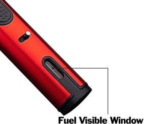 img 1 attached to 🔥 2-Pack Butane Torch Lighter Set - Refillable & Adjustable Pen Lighters with Visible Fuel Window, Double Flame Long Lighter for BBQ Grill, Camping & Candle - Black & Red (Gas Not Included)