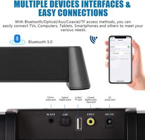 img 2 attached to 🔊 SIXGO Sound bar: Experience Rich TV Audio with Wired and Wireless Bluetooth 5.0 Connectivity, 40W Home Theater Speaker with 6 EQ Modes, Optical/AUX/RCA Support (Black)