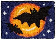 🎃 pumpkin printed latch hook rug kit - crocheting cushion set for kids and adults, 20.5" x 15 logo