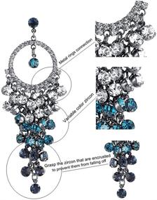 img 2 attached to Shimmering HundredthZ Wedding Bride Drop Earrings with Tassel and Cubic Zirconia Sparkle