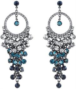 img 4 attached to Shimmering HundredthZ Wedding Bride Drop Earrings with Tassel and Cubic Zirconia Sparkle