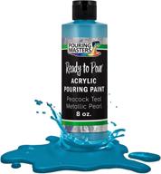 🎨 краска для акрилового заливания peacock teal metallic pearl от pouring masters - готова к заливу, предварительно смешанная 236 мл на основе воды - идеальна для холста, дерева, бумаги, ремесел, плитки, камней и многого другого. логотип