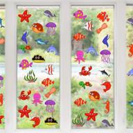 🌊 colorful ocean theme window clings: 200 static stickers with sharks, fish, dolphins, whales - perfect sea life decorative decals for kids and adults (10 sheets) logo