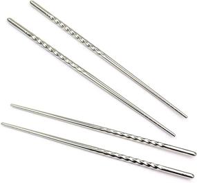 img 2 attached to 🥢 Rbenxia Stainless Steel Spiral Chopsticks - 8.8 Inches Long, Lightweight, Reusable Classic Style for Kitchen Dinner - Set of 5 Pairs, Silver