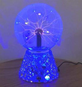 img 2 attached to 🔮 6-inch Touch & Sound Sensitive Plasma Globe - Blue Nebula Novelty Lamp for Christmas, Party, Gift, Decoration - Plasma Ball by RAYWER