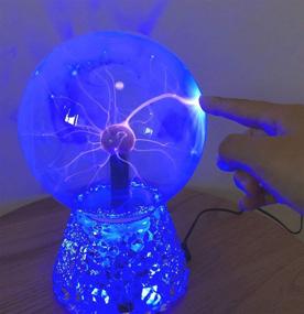 img 3 attached to 🔮 6-inch Touch & Sound Sensitive Plasma Globe - Blue Nebula Novelty Lamp for Christmas, Party, Gift, Decoration - Plasma Ball by RAYWER