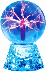 img 4 attached to 🔮 6-inch Touch & Sound Sensitive Plasma Globe - Blue Nebula Novelty Lamp for Christmas, Party, Gift, Decoration - Plasma Ball by RAYWER