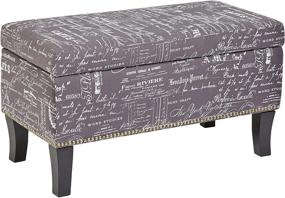 img 4 attached to 🛋️ Stylish Storm Grey Rectangular Fabric Storage Ottoman: FIRST HILL FHW Endora with Script-Style Pattern