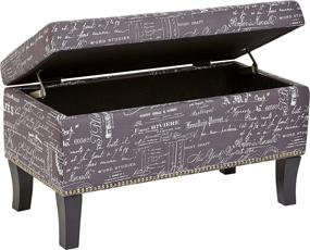 img 3 attached to 🛋️ Stylish Storm Grey Rectangular Fabric Storage Ottoman: FIRST HILL FHW Endora with Script-Style Pattern