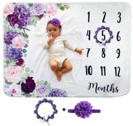 👶 премиум мягкий флисовый одеяло для месячных милестоунов с цветочным венком и ободком - от 1 до 12 месяцев - идеальное фотозадник и реквизит для новорожденных - малышка логотип