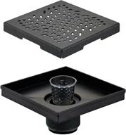 stylish matte black square shower drain - top-grade hidrop sus 304 stainless steel 6 inch bathroom drain with removable cover grid grate and hair strainer - upgrade your bathroom with drenaje de ducha cuadrado negro! logo