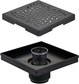 img 4 attached to Stylish Matte Black Square Shower Drain - Top-Grade HIDROP SUS 304 Stainless Steel 6 inch Bathroom Drain with Removable Cover Grid Grate and Hair Strainer - Upgrade Your Bathroom with drenaje de ducha cuadrado Negro!