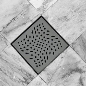 img 3 attached to Stylish Matte Black Square Shower Drain - Top-Grade HIDROP SUS 304 Stainless Steel 6 inch Bathroom Drain with Removable Cover Grid Grate and Hair Strainer - Upgrade Your Bathroom with drenaje de ducha cuadrado Negro!