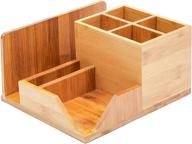 bamboo wood desk organizer: 7 compartments for ultimate organization (8 x 7.5 in.) логотип