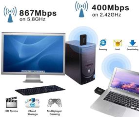 img 2 attached to 📶 USB 3.0 WiFi Adapter, HUANGHUIHAO Dual Band WiFi Dongle 1200Mbps for PC - 2.42GHz/300Mbps, 5.8GHz/866Mbps Compatible with Windows XP/Vista/7/8/10, Linx2.6X;Mac OS X