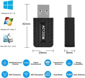 img 3 attached to 📶 USB 3.0 WiFi Adapter, HUANGHUIHAO Dual Band WiFi Dongle 1200Mbps for PC - 2.42GHz/300Mbps, 5.8GHz/866Mbps Compatible with Windows XP/Vista/7/8/10, Linx2.6X;Mac OS X