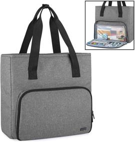 img 3 attached to Luxja Gray Tote Bag for Cricut Accessories, 👜 Carrying Case for Cricut Supplies (Bag Only, Patent Pending)