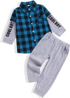 👕 stylish boys clothes for fall winter: long sleeve button down shirt and pants, boy outfits - sizes 4-8 logo