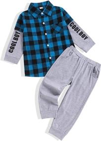 img 4 attached to 👕 Stylish Boys Clothes for Fall Winter: Long Sleeve Button Down Shirt and Pants, Boy Outfits - Sizes 4-8