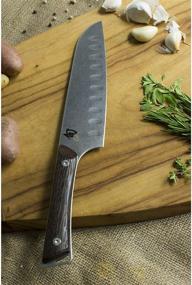 img 2 attached to 🔪 Нож Santoku Shun Kanso 7 дюймов - с полостью на заточке, премиальное нержавеющая сталь лезвие, деревянная ручка - ручной работы в Японии с традиционным азиатским дизайном - идеально подходит для различных кухонных задач.