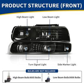 img 3 attached to 🚗 High-Quality AUTOSAVER88 Headlights Assembly for Chevy Silverado & Tahoe Suburban (1999-2006) - Complete Set Including Bumper Lights