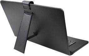 img 1 attached to 🔑 Universal 10.1" Micro USB Keyboard Tablet Case: Diamond Stitch Hard Leather Folio Cover