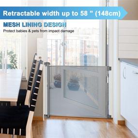 img 3 attached to 🚪 Space Efficient Retractable Baby Gate, 58" Mesh Design with Mounting Hardware - Indoor & Outdoor Pet Gate. Extra Wide Dog Gates for Doorways, Stairways, Hallways, Banisters, and More