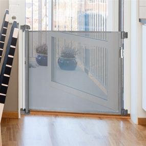 img 4 attached to 🚪 Space Efficient Retractable Baby Gate, 58" Mesh Design with Mounting Hardware - Indoor & Outdoor Pet Gate. Extra Wide Dog Gates for Doorways, Stairways, Hallways, Banisters, and More