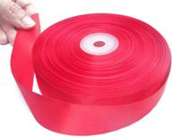 vibrant red satin ribbon: 1 inch width, 50 yards gift wrapping spool by drency ribbons logo