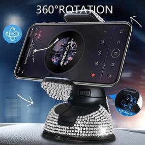 img 2 attached to 📱 Bling Car Phone Holder: LYCARESUN Crystal Universal Phone Mount for Car - 360° Adjustable & Stable Stand for Women and Girls (White)