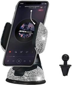 img 4 attached to 📱 Bling Car Phone Holder: LYCARESUN Crystal Universal Phone Mount for Car - 360° Adjustable & Stable Stand for Women and Girls (White)