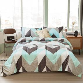 img 4 attached to Bedbay Turquoise Comforter Geometric Pillowcases