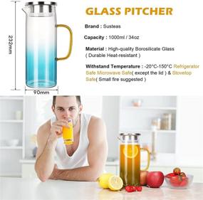 img 3 attached to TOROCAT Glass Water Pitcher: 1L Capacity, Lid and Handle Design for Juices, Coffees, Milks, Wines, Iced Teas, and More!