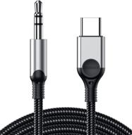 type c to 3.5mm audio aux jack cable [4ft], zooaux adapter for ipad pro 2018 samsung galaxy s21 s20 ultra note20 10+ google pixel 3 2xl oneplus huawei htc-grey logo