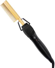 img 4 attached to 🔥 Gold Electric Hot Comb Hair Straightener - Anti-Scald Straightening Iron for Hair, Wigs, and Beards - Professional Styling Tool