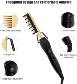 img 2 attached to 🔥 Gold Electric Hot Comb Hair Straightener - Anti-Scald Straightening Iron for Hair, Wigs, and Beards - Professional Styling Tool